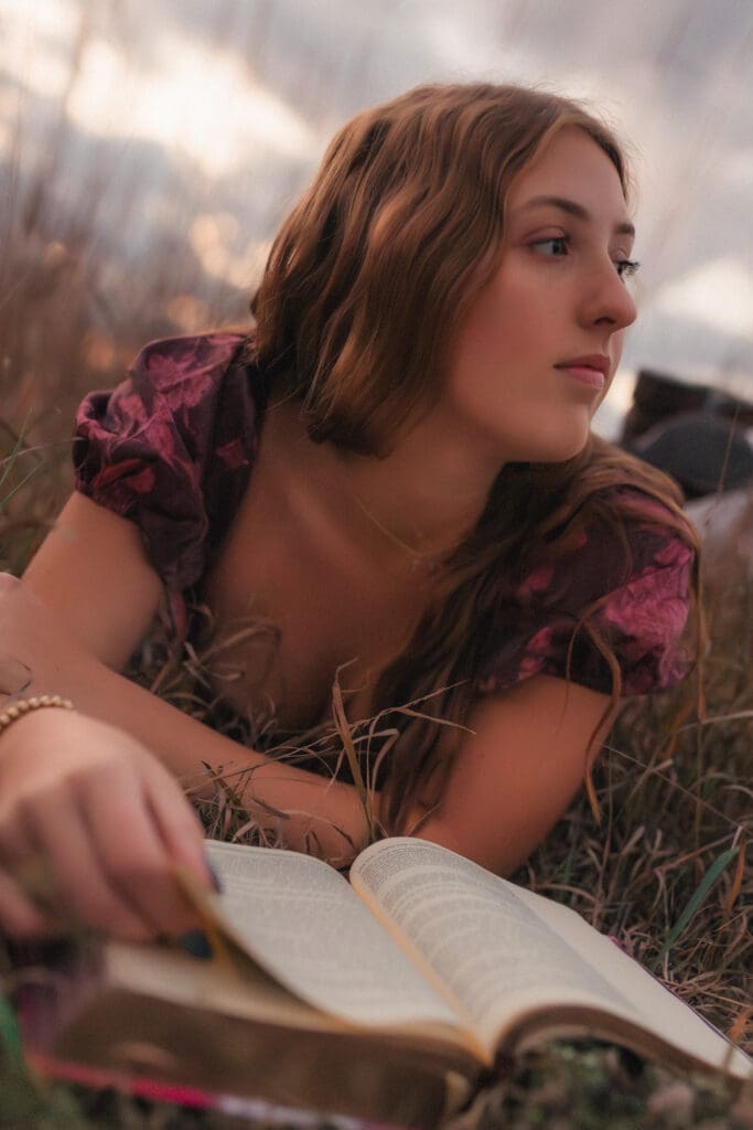 Creative senior photo ideas for girls during a storytelling senior session